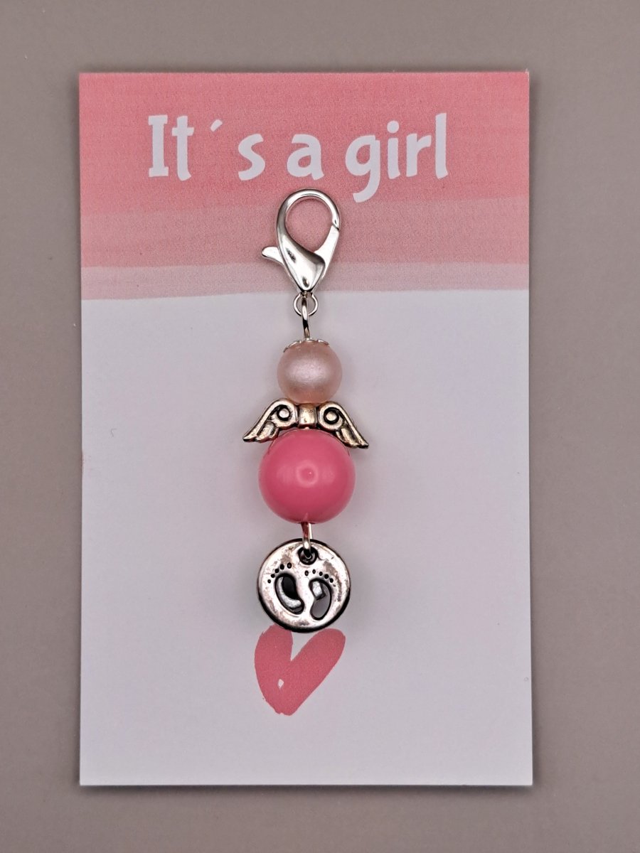Geluksengeltje - It´s a Girl engeltje - Geboorte engeltje - Wenskaart - Kraam cadeautje - Gelukspoppetje - It's a Girl kaartje - een Engeltje voor jou - Geluksengel, Guardian Angel - Beschermengel - Geluksengeltje meisje