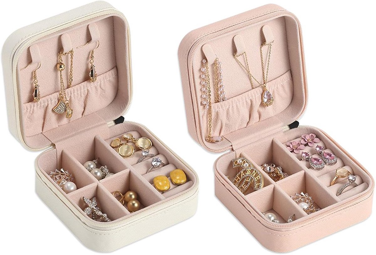 Draagbare Sieradendoos voor Reizen - Mini Organizer met Rits voor Ringen, Oorbellen en Kettingen