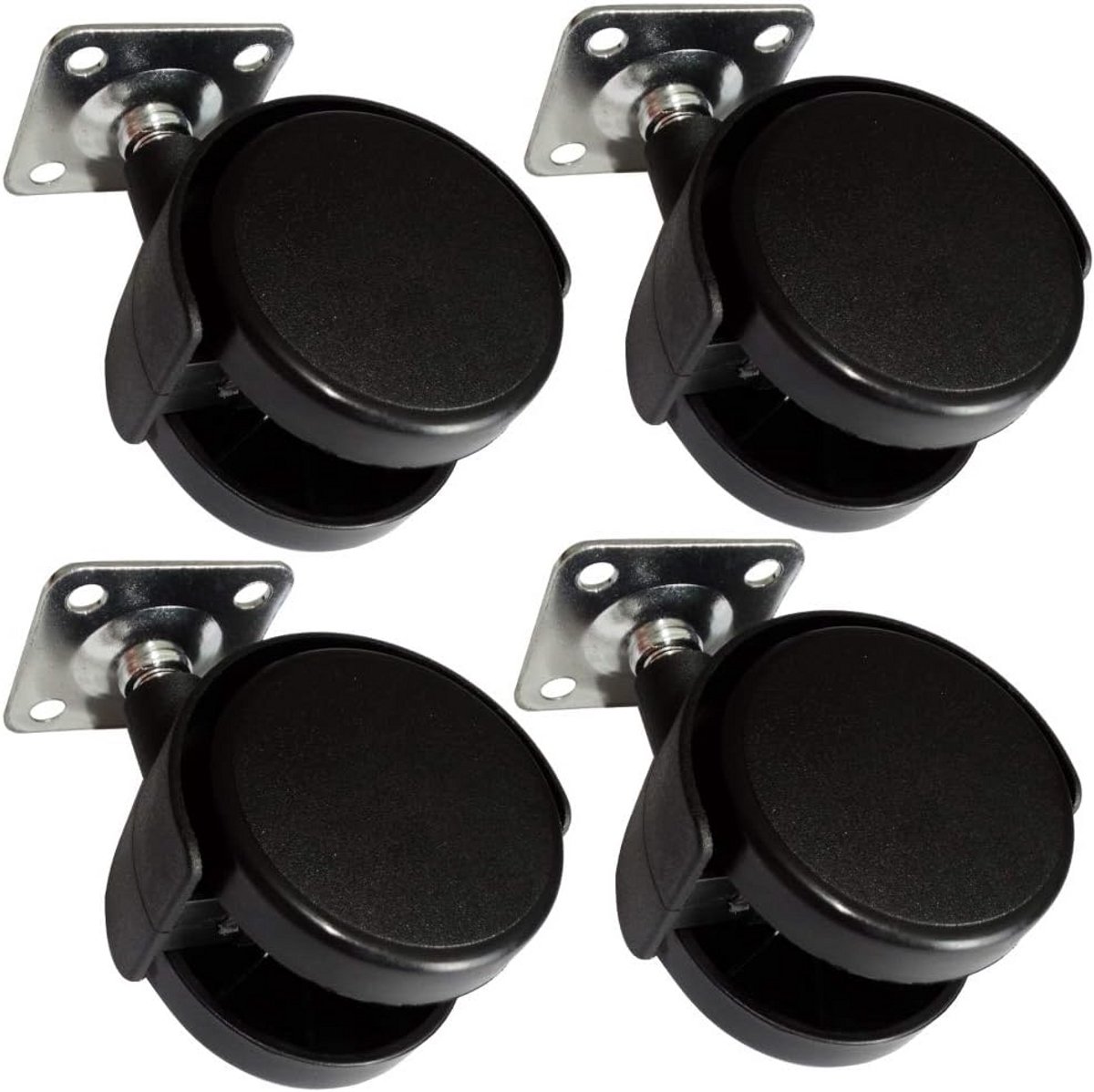 Set van 4 Zwenkwielen voor Meubels met Montageplaat 50 mm Doorsnede