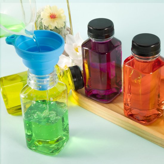 PromoHome 10 stuks 8,45 oz/250ml plastic sapflessen met manipulatiebestendige deksels, lege herbruikbare plastic flessen, melk, water, drankencontainers van Merkloos — afbeelding 2