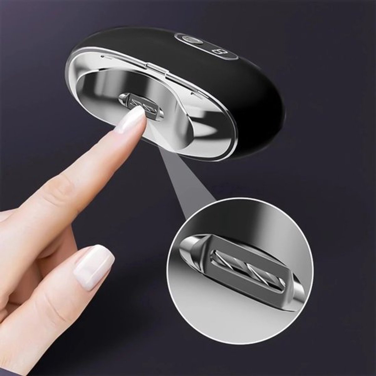 Elektrische nagelknipper - Oplaadbare nageltrimmer - Automatische nagelknipper - Nagelverzorging - Waterdicht - Nagelset - LED-lampje - Drie snelheidsstanden - Paars thumbnail 3
