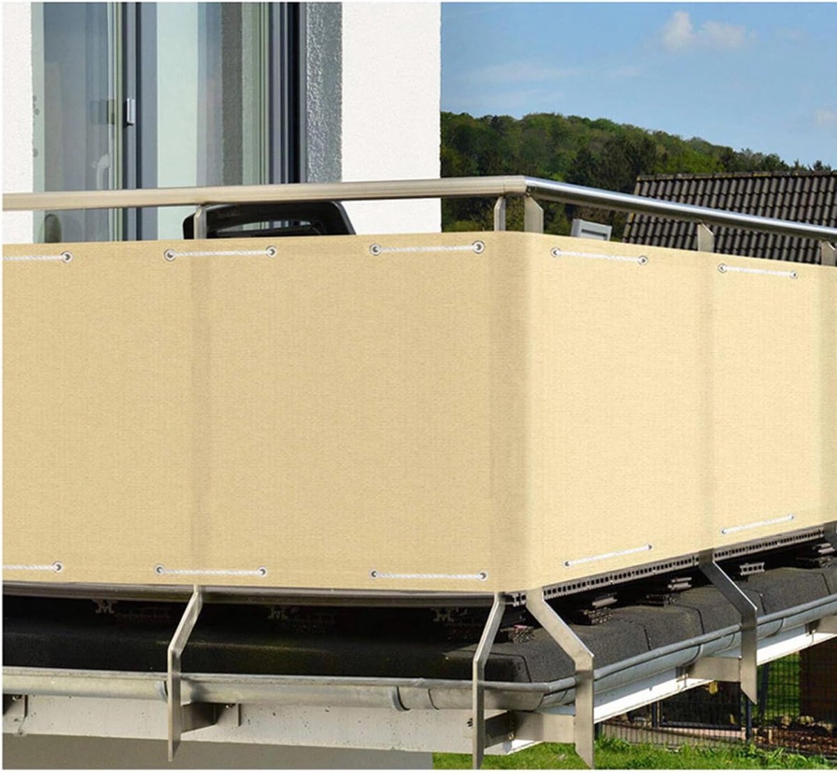 Candala Balkonscherm, inkijkbescherming, 80 cm hoog, taupe, balkonomranding, inkijkbescherming, windscherm, balkonbekleding, 80 x 300 cm