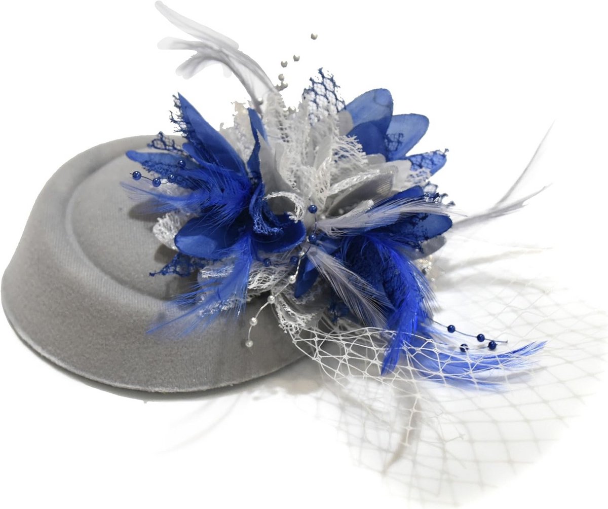 Dames Fascinator Hoed Royal Blue Vogelkooi Sluier Clip voor Bruiloften