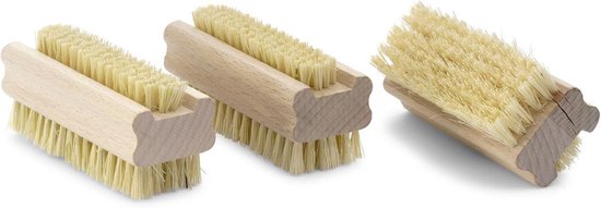 3x Houten Nagelborstel met Natuurlijke Vezels - Duurzame Hand- en Vingerborstel voor Grondige Reiniging