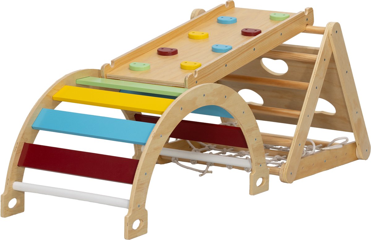 AIYAPLAY Klimrek voor kinderen Grenenhout, meerlaagse plaat 168L x 62,5B x 57H cm Meerkleurig