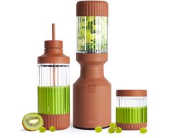 BEAST Mighty 850 Plus Krachtige Compacte Blender Smoothie To Go - 850W - 3 XL Tritan Bekers - Mixt Moeiteloos IJs & Bevroren Fruit - Terra