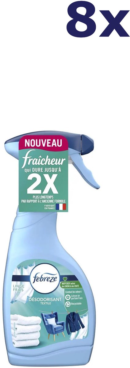 8x Febreze Frisse Linnen textielverfrisser 500ML