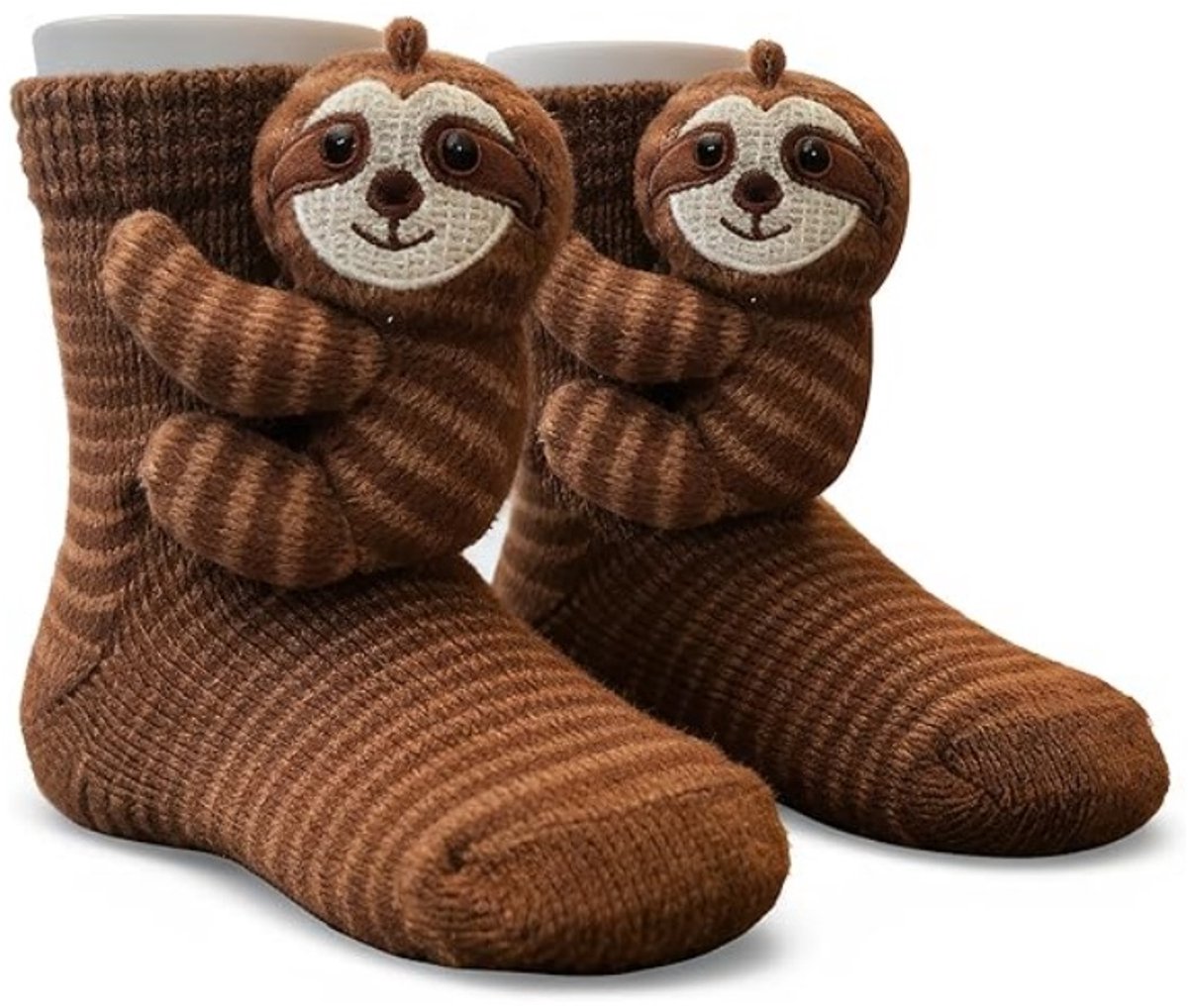 Kraftverdia – Sokken dames - 3D Dieren Sokken – Gebreide Luiaard Sokken – Warme Wintersokken – Eén Maat - Casual katoenen sokken