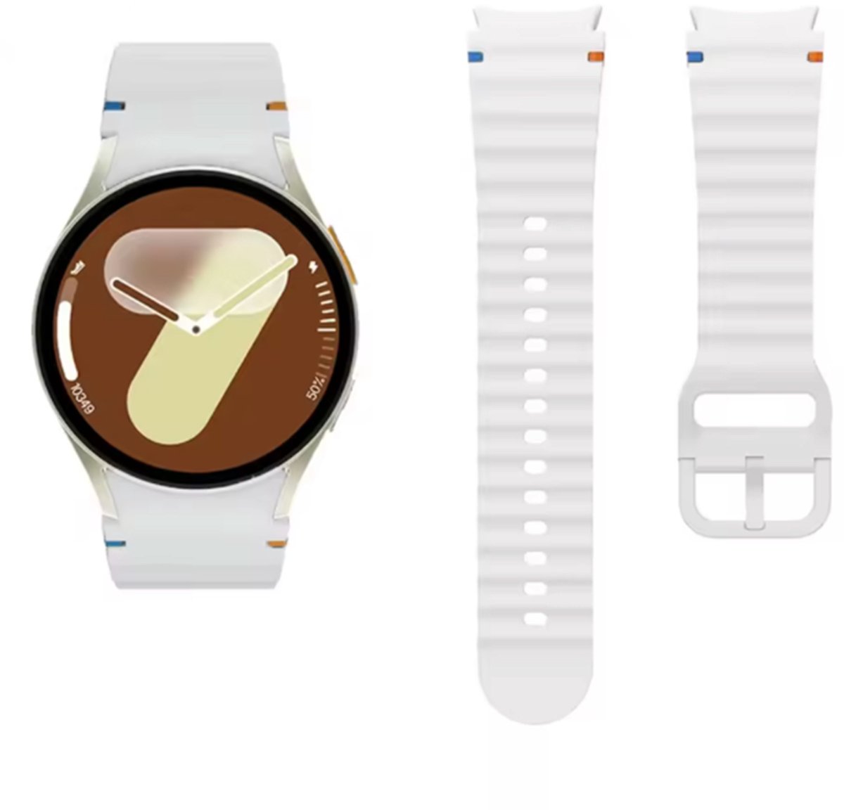 Wit siliconen bandje geschikt voor Samsung Galaxy Watch 7 - Galaxy watch 6 classic en 5 pro 40 en 44mm - Wit - Siliconen - CHPN