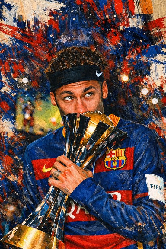 Neymar JR Poster Ingelijst A3 (30 × 42 cm) In Zwarte Lijst – Iconisch Voetbalmoment – Moderne Wanddecoratie – Kunstportret voor Mancave of Kamer
