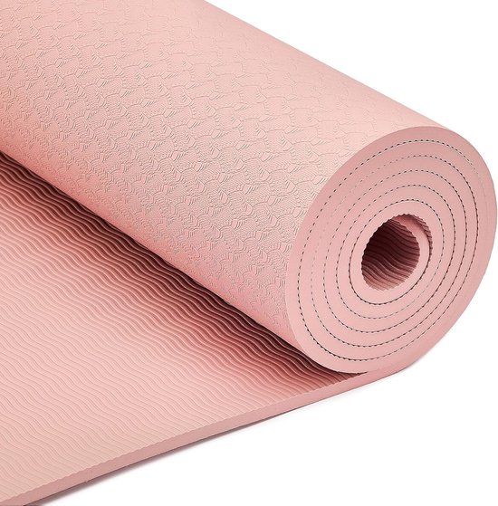 Stunq® TPE Oefenmat 6 mm – Antislip Yoga mat met Draagriem – Fitnessmat voor Yoga, Pilates & Training – Roze 187 x 61 x 0,6 cm van stunq — afbeelding 2