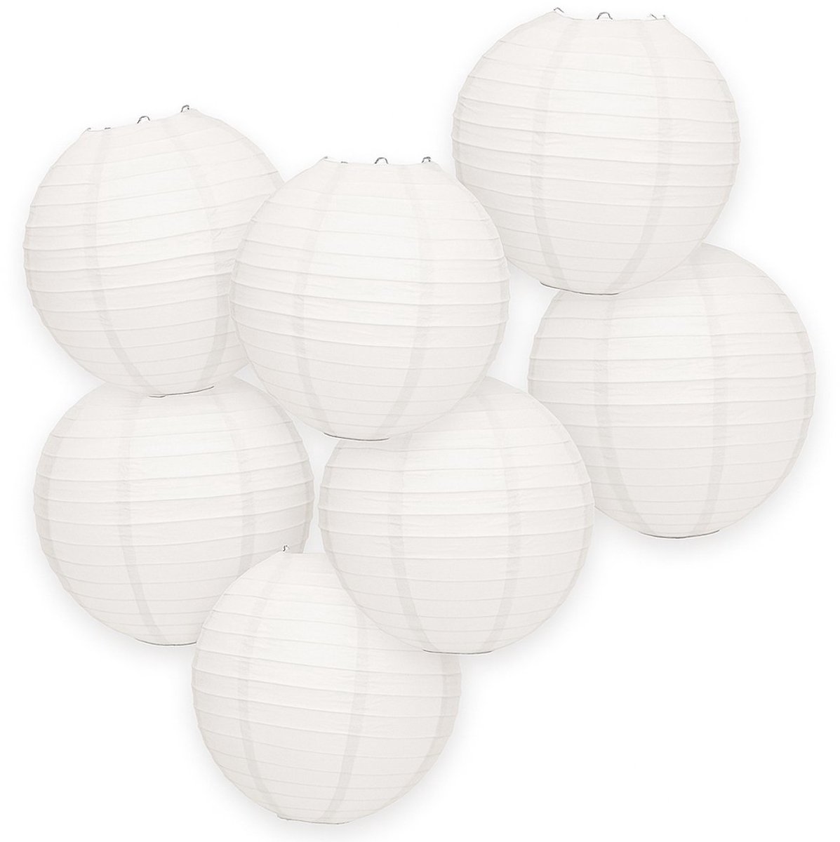 7-set LMPN® papieren lampionnen - ivoor - 25cm - ivoren lampion