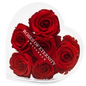 Roses of Eternity - 3 Jaar houdbare rode rozen - Hart van acryl - Valentijn - Valentijnsdag - Cadeau voor vrouw, vriendin, haar - Romantisch Liefdes Moederdag cadeautje - rood