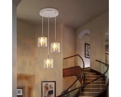 Glitzerlife Hanglampen - 3xG9 - Hoogte verstelbaar - Modern Vintage design - Kristalglas materiaal - Ø20cm - Chroomkleurig - Hanglamp Eetkamer Keuken Slaapkamer Woonkamer