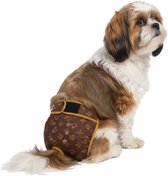 Sharon B Loopsheidbroekje monogram bruin maat M - Taille 28-33 cm - bij loopsheid en incontinentie hond