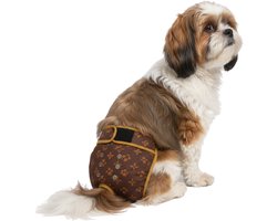 Sharon B Loopsheidbroekje monogram bruin maat M - Taille 28-33 cm - bij loopsheid en incontinentie hond