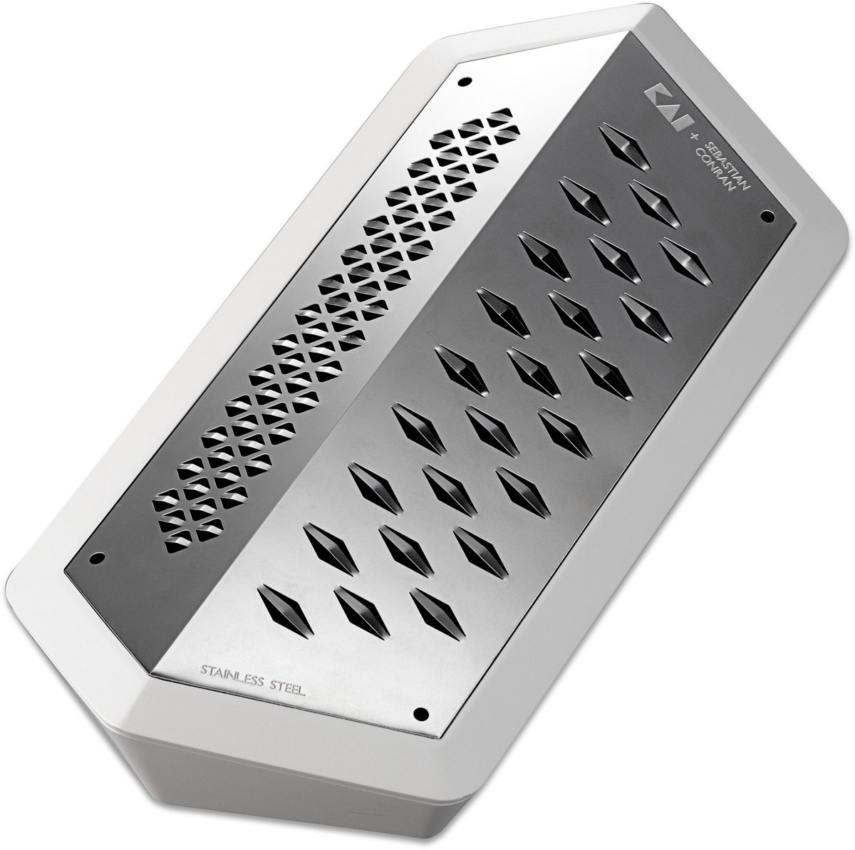Kai Sebastian Conran Janus rasp, keukenrasp met lekbak, roestvrij staal, wit, BP-0022