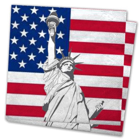 Amerika/Verenigde Staten/USA landen vlag thema servetten - 33 x 33 cm - 20x stuks - Papier - wegwerp servetjes