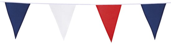 Vlaggenlijn - rood/wit/blauw - 10 meter - stof - Nederland/Holland versiering - slinger - EK/EK - Koningsdag