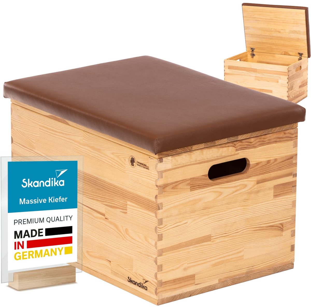 Skandika Vira springkist kist - Plyometrische springkist van massief hout, made in Germany, met kistfunctie & bekleding van vegan leer | Springkasten, plyo box, springbox, turnkast