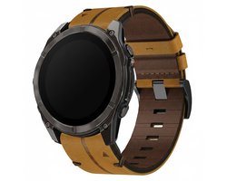 Leren bandje - kalfsleer - geschikt voor Garmin Fenix 5 (PLUS) / 6 (Pro) / 7 (Pro) / 8 (47 mm) / E (47 mm) / Epix (Pro) (2) 47 mm / Approach S60/S62/S70 47 mm / MARQ / Instinct 1/2/3 (45mm) - bruin