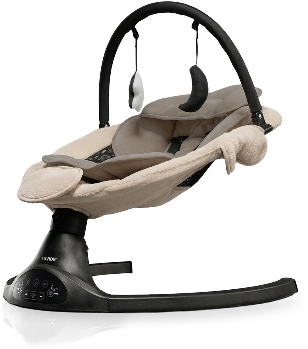 LUVION® Baby Swing Beige - Elektrische Babyschommel - Automatische Wipstoel voor je Baby - Schommelstoel - Babyswing - Uitneembare Wasbare Wipstoelhoes