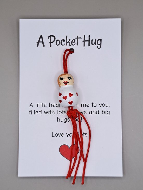 Gelukspoppetje veel liefs - Liefde - A pocket hug kaartje - Wenskaartje - Valentijn Cadeautje - Gelukspoppetje liefde - een Engeltje voor jou - Geluksengel, Guardian Angel - Beschermengelpoppetje - Love poppetje