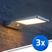 Solar wandlamp 'Slim' - Voordeelset 3 stuks - Buitenlamp met sensor - Tuinverlichting met sensor - Schijnwerper met bewegingssensor - Tuinverlichting op zonne-energie geschikt voor schutting - Zilver