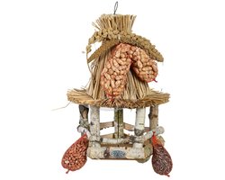 Best for birds voedertafel hangend rieten dak inclusief voer 28x28x39 cm