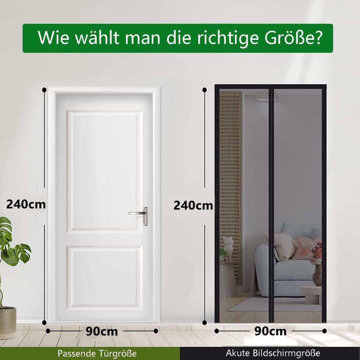 Candala Horrengaas - magnetische horren voor deuren raam 90 x 240 cm magnetische hor raam deur 2024 bijgewerkte versie, gordijn met magneten antiHorrengaas -muggen vliegen insecten Horrengaas - zwart