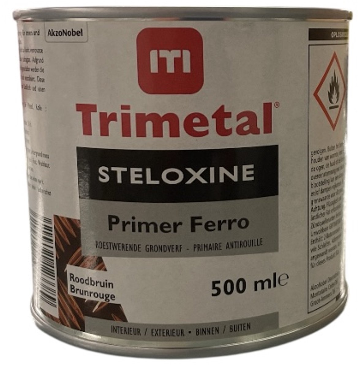 Trimetal Steloxine Primer Ferro - Corrosiewerende primer op ontroest metaal - 0.50 L - Roodbruin