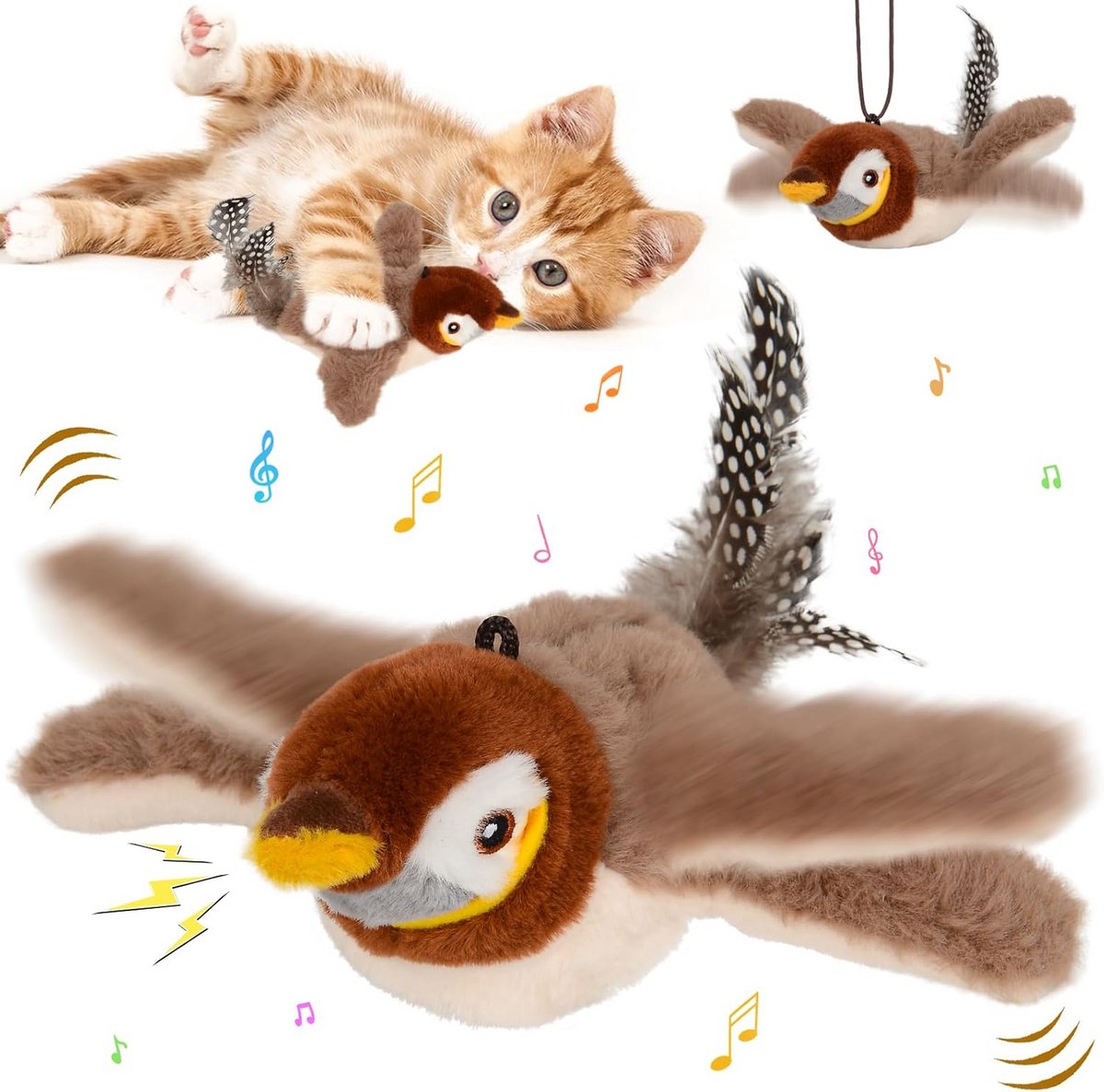 Interactief kattenspeelgoed voor katten met flapperende vleugels
