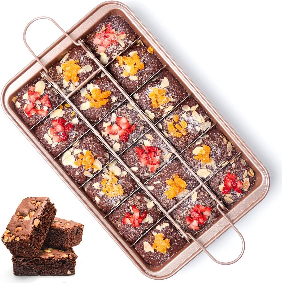 Niet Stick Brownie Pannen met Verdelers - Koolstofstaal Bakpan met Verwijderbare Bodem