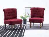 Franse Stoel  Stof Rood 2 STUKS / Loungestoel / Lounge stoel / Relax stoel / Chill stoel / Lounge Bankje / Lounge Fauteuil - Luxe Fauteuil