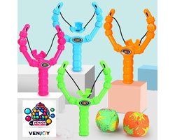 12 Stuks Katapult met Waterballetjes - Slingshot met Splash bal - uitdeel cadeautje - traktatie - Waterspeelgoed speelgoed zwembad kinderen