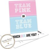 GR508 ( 8 stuks) - Baby Gender Reveal uitnodiging - Uitnodiging - Invulkaarten - Babyshower - Gender reveal party - invulkaarten - Team Pink or Team Blue - Kaarten met enveloppen - gender reveal uitnodigingen - kaart met envelop GR508 (8 stuks )