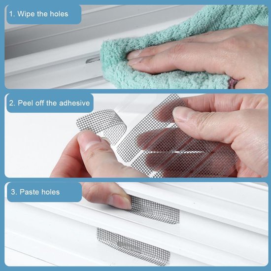 Klamboe Reparatieset - 35 Stuks, Zelfklevende Muggennet Patches voor Deur en Raam, Glasvezel Gaas — afbeelding 2
