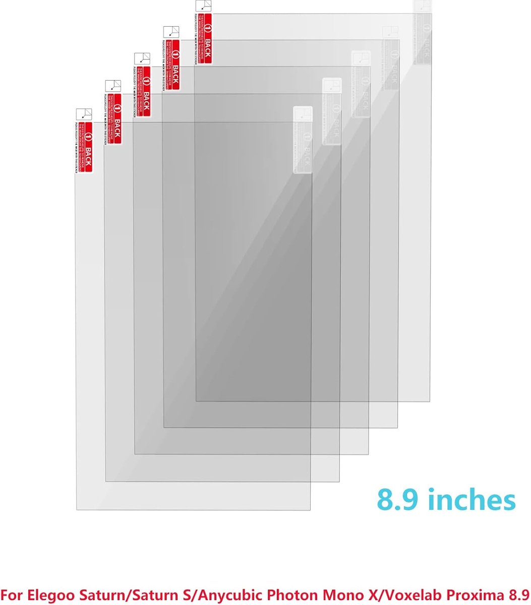 5-Delige Scherm Beschermer voor 3D Printers - 8,9 inch LCD Resin Bescherming