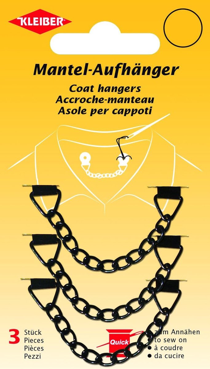 Set van 3 metalen mantel-hangers - zwart - ca. 8,3 cm x 1,1 cm