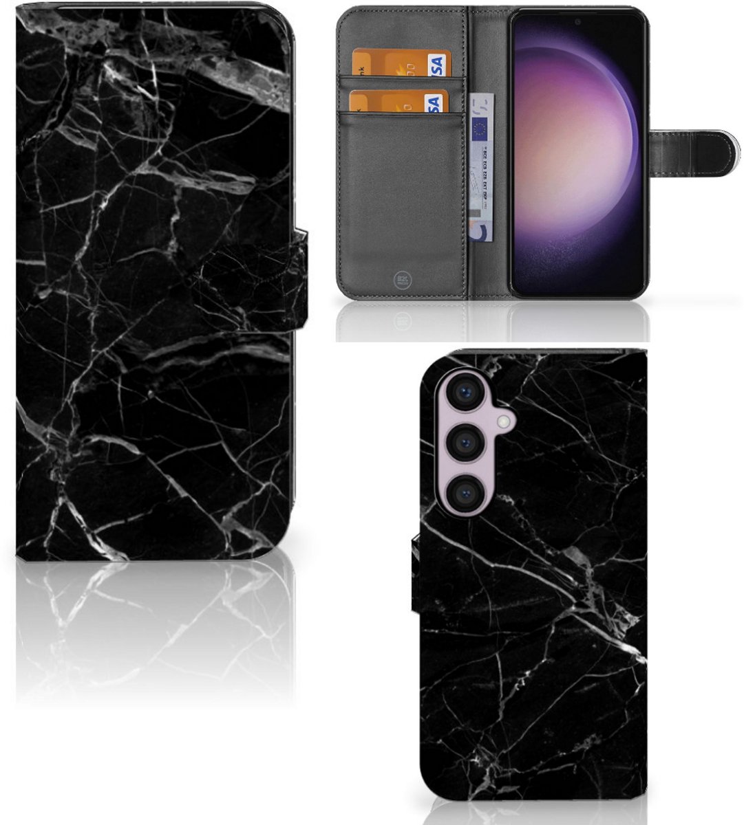 Samsung Galaxy S24 Plus Bookcase Marmer Zwart - Origineel Cadeau Vader