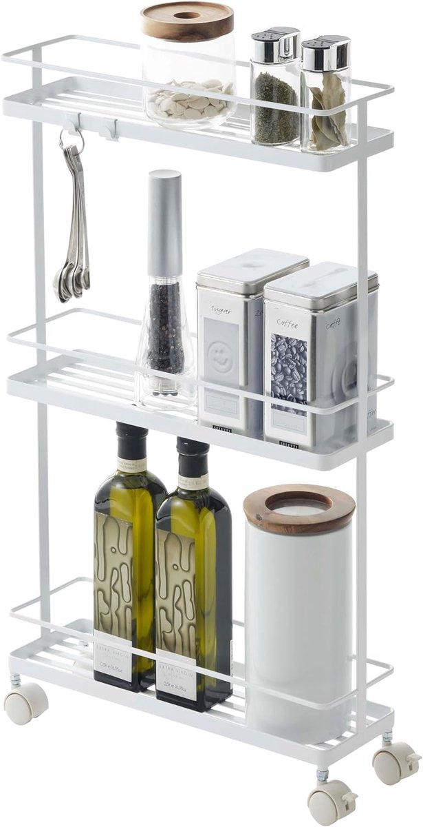 Opbergkar Wit Staal - 38 x 12 x 66 cm