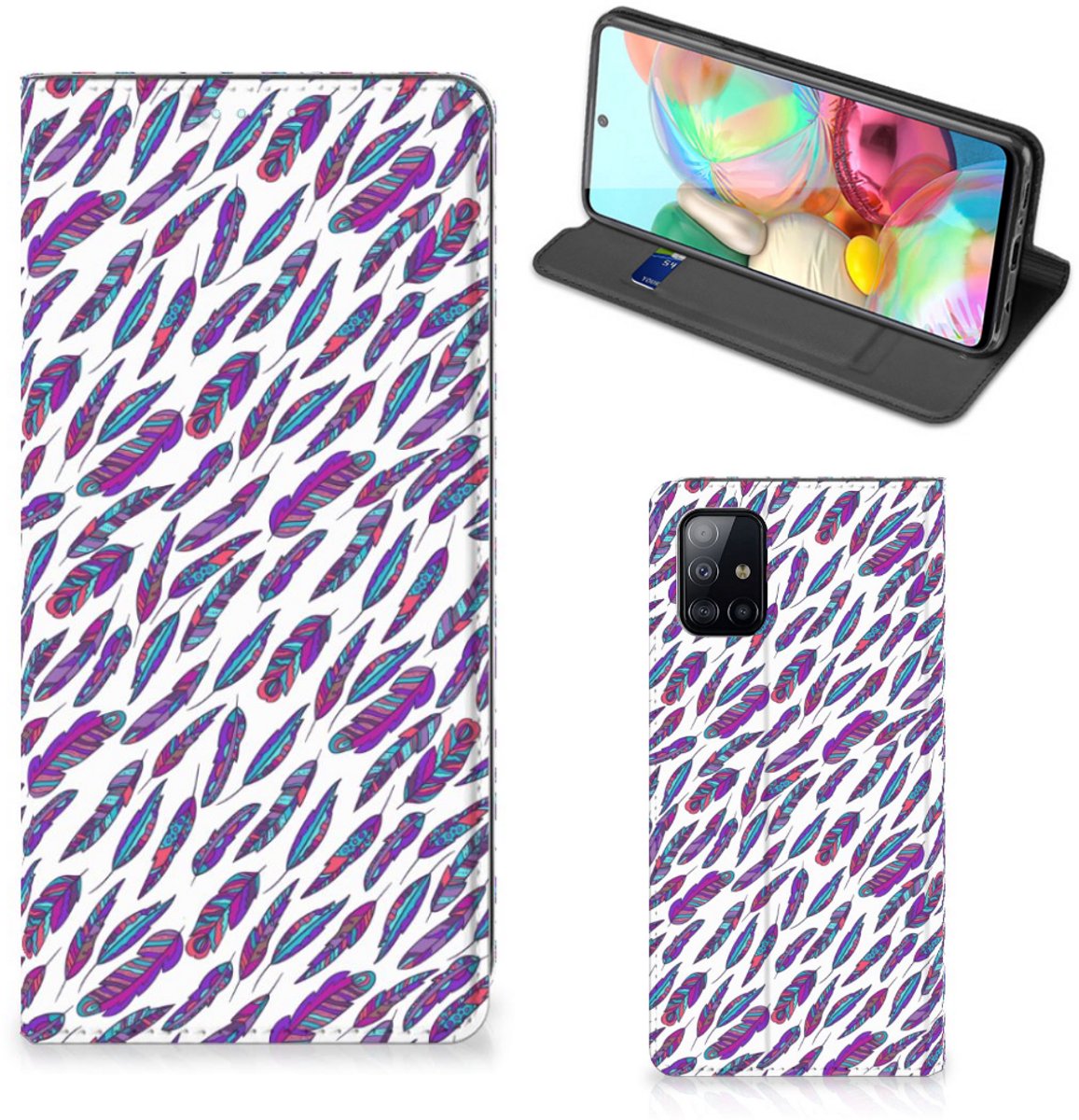 Samsung Galaxy A71 Hoesje met Magneet Feathers Color