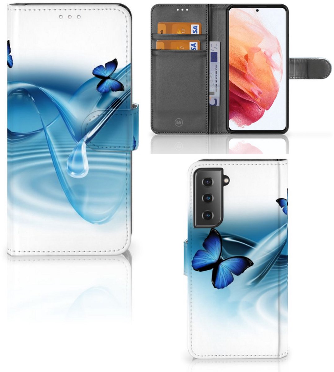 Samsung Galaxy S21 Telefoonhoesje met Pasjes Vlinders