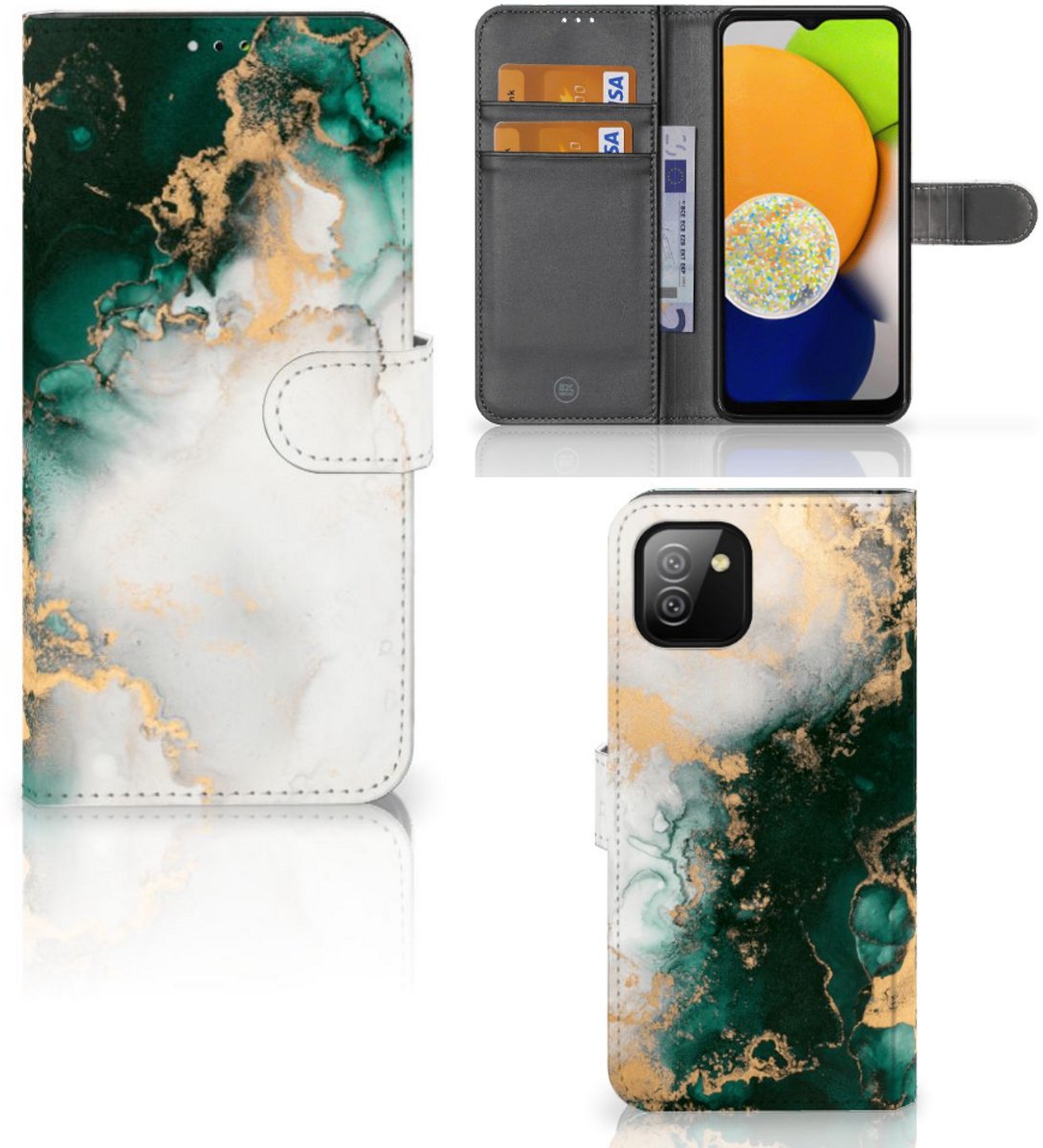 Bookcase voor Samsung Galaxy A03 Marmer Groen