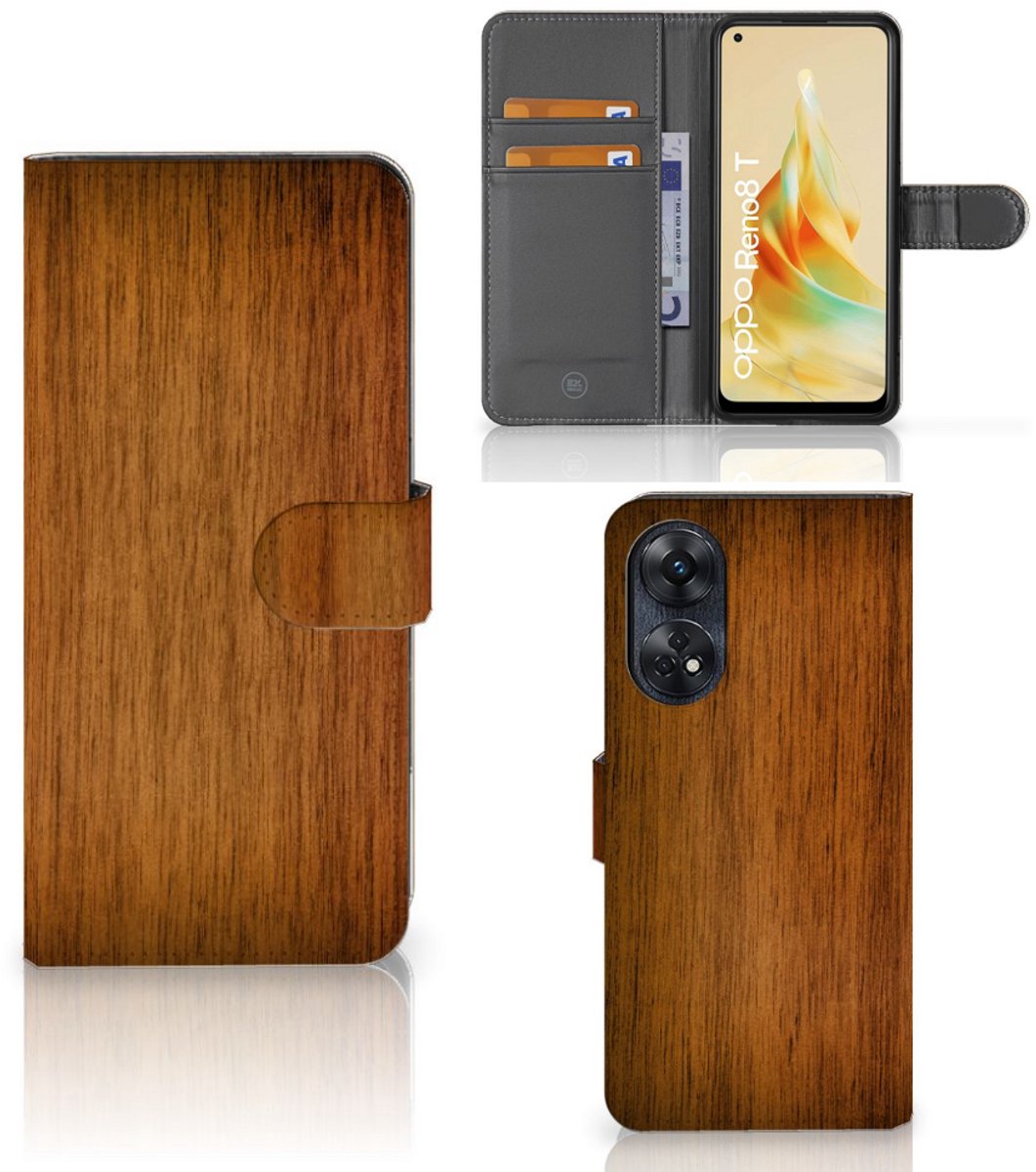 OPPO Reno8 T 4G Book Style Case Donker Hout