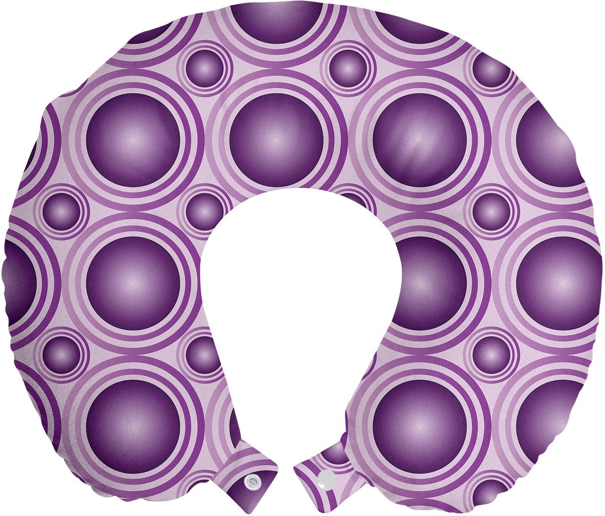 ABAKUHAUS Mauve reiskussen met neksteun, ronde ringen, schuimrubberen reisaccessoire voor vliegtuig en auto, 30x30 cm, paars