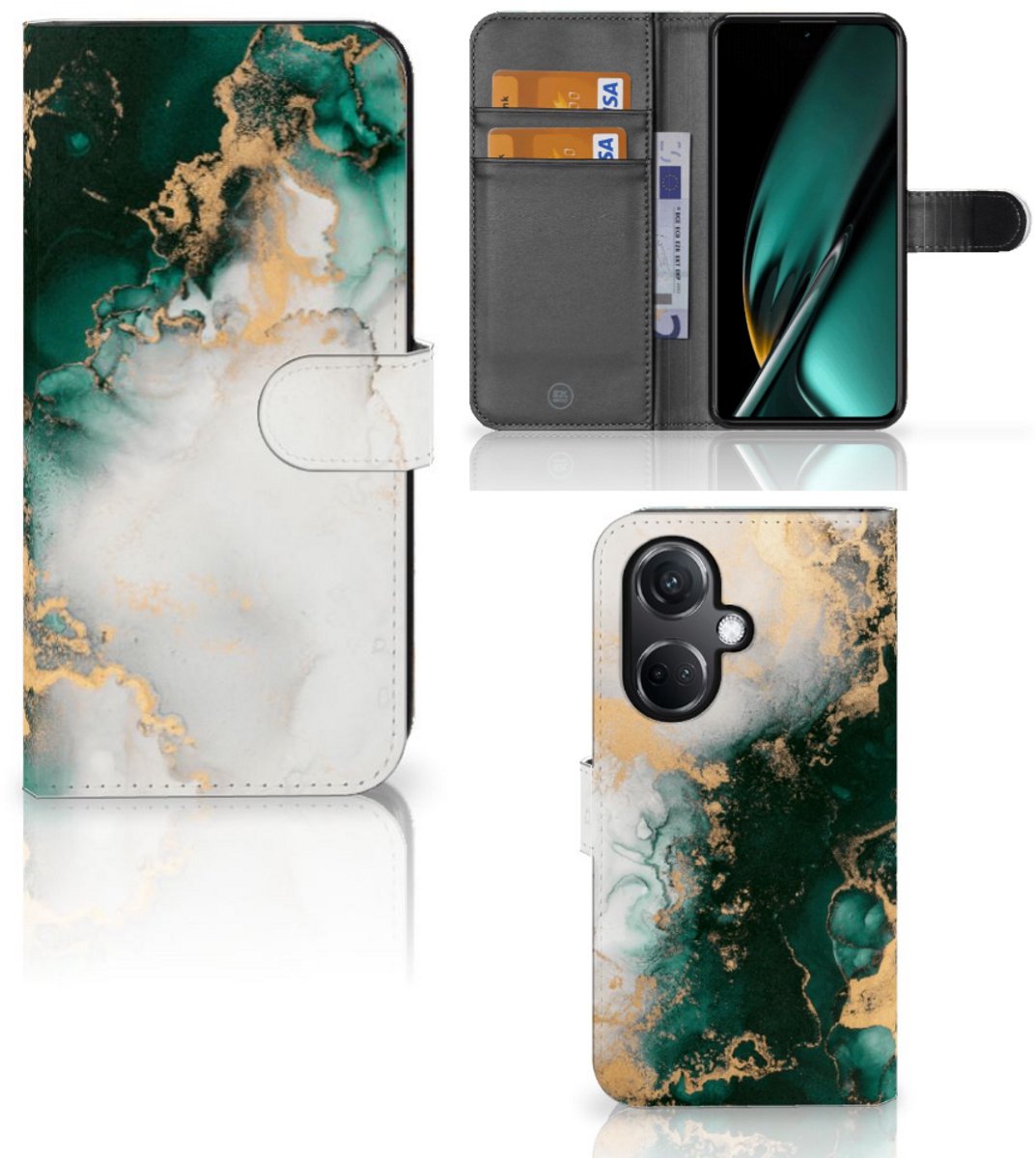 Bookcase voor OnePlus Nord CE 3 Marmer Groen