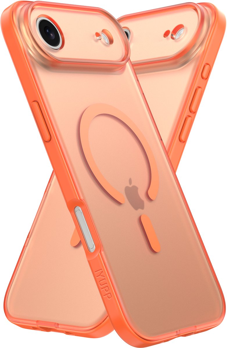 IYUPP Hoesje Geschikt voor iPhone Air Hoesje - Geschikt voor MagSafe - Shockproof Back Cover - Oranje Transparant