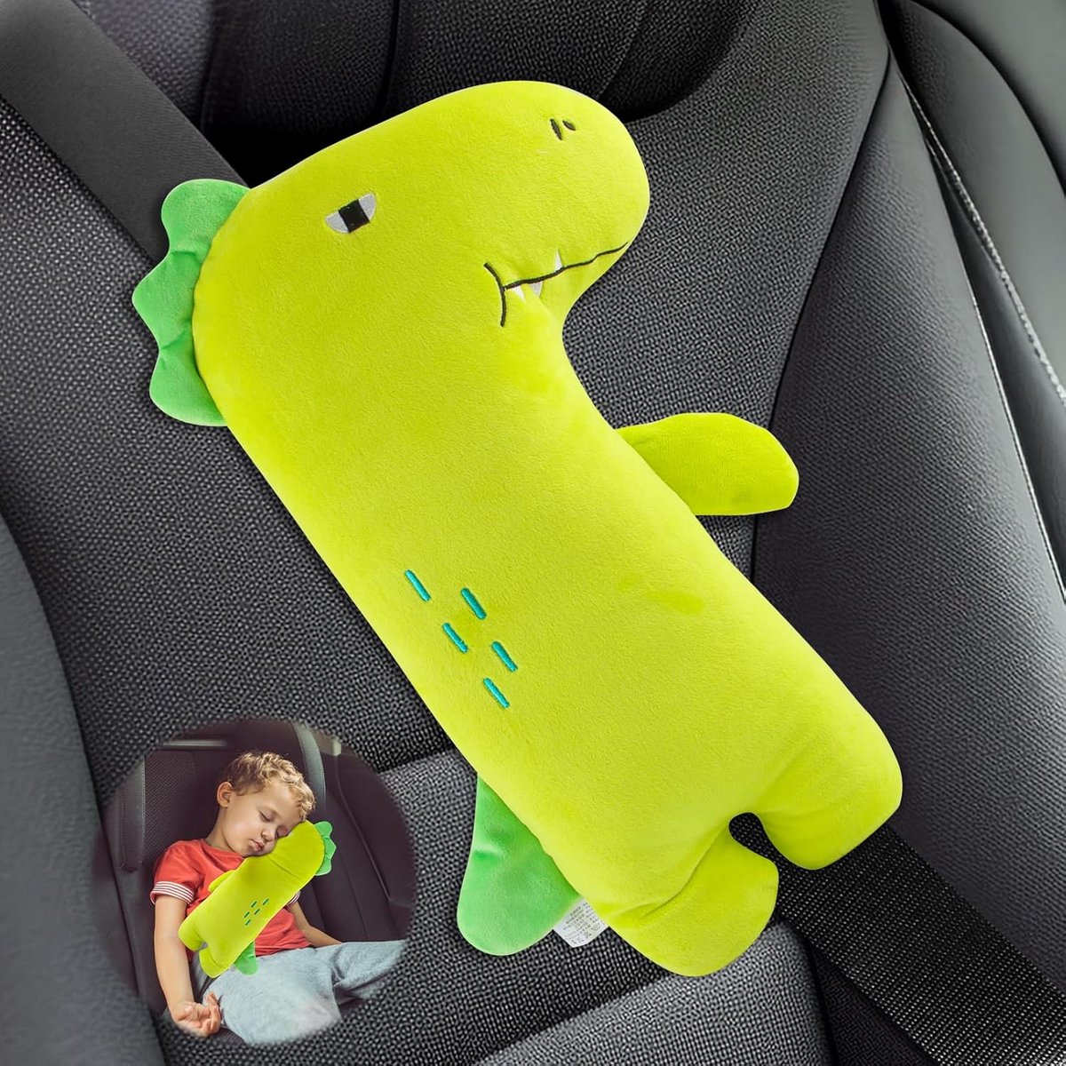 Autogordelstopper voor kinderen - Veiligheidsgordel kussen voor autostoel - Dinosaurus ontwerp