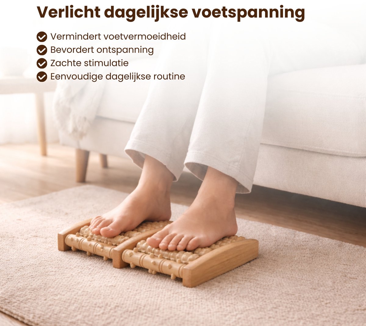 Houten Voetmassage Roller – Voetmassage Apparaat – Voetreflex Massage Roller – Massief Hout – Tegen Vermoeide Voeten – Handmatige Voetmassager thumbnail 4